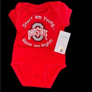 NIB-Baby Red Onesie Ohio State Buckeyes , Start Em Young.. Raise Em Right!